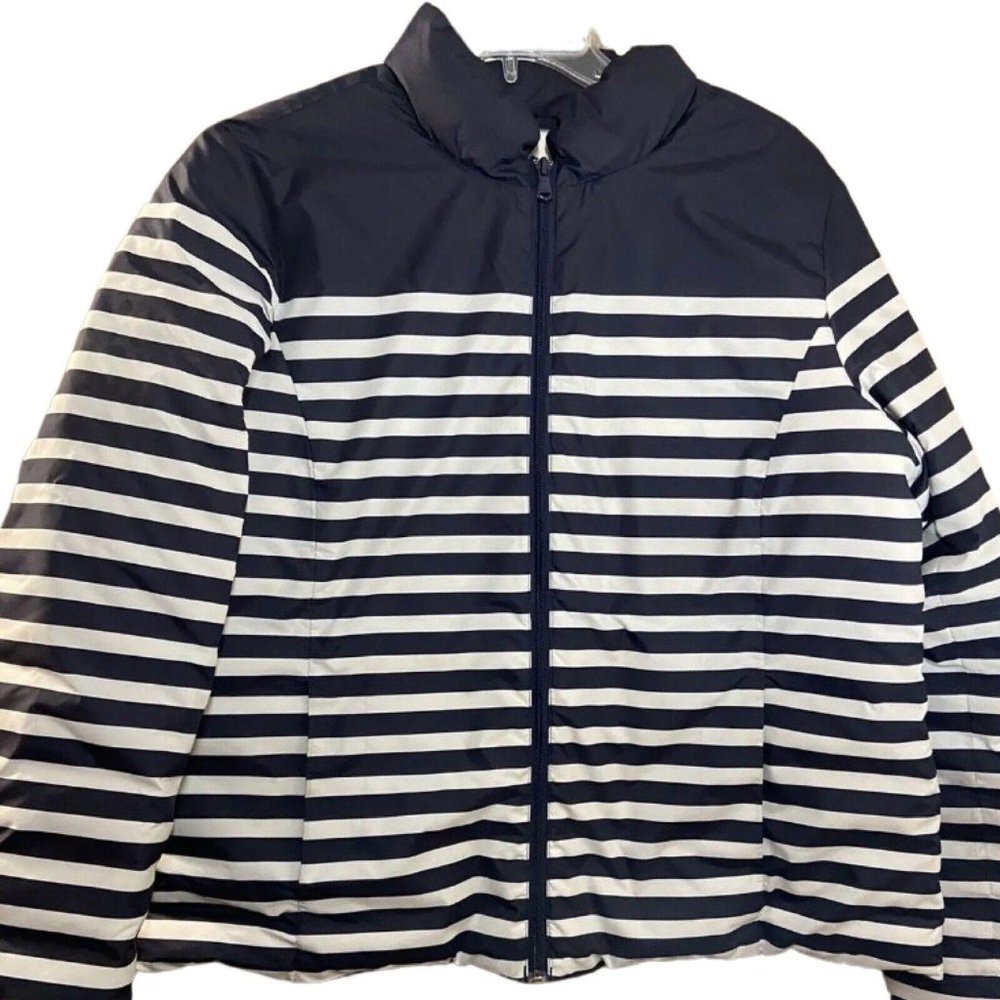 Talbots Down Puffer Striped Sailor Coat Jacket Size Large